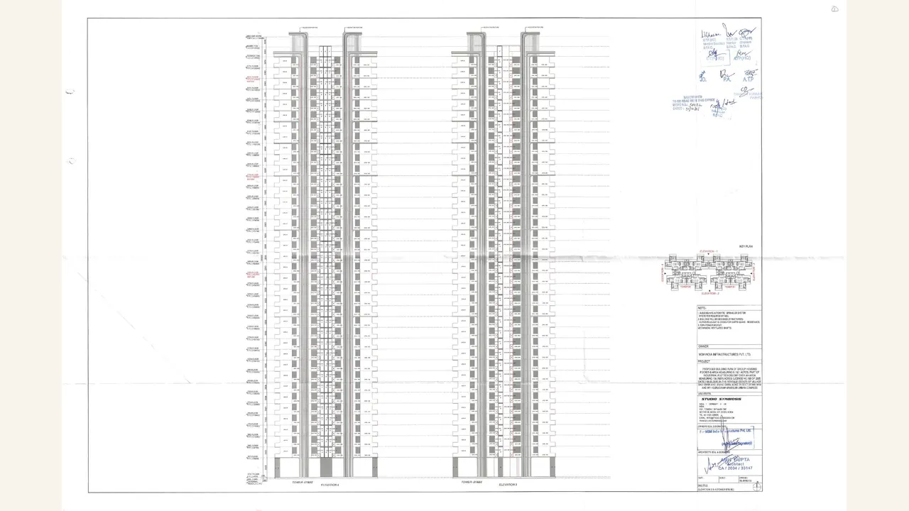 ELEVATION 3 \u0026 4 (TOWER B1 \u0026 B2) drawing for M3M Forestia East I