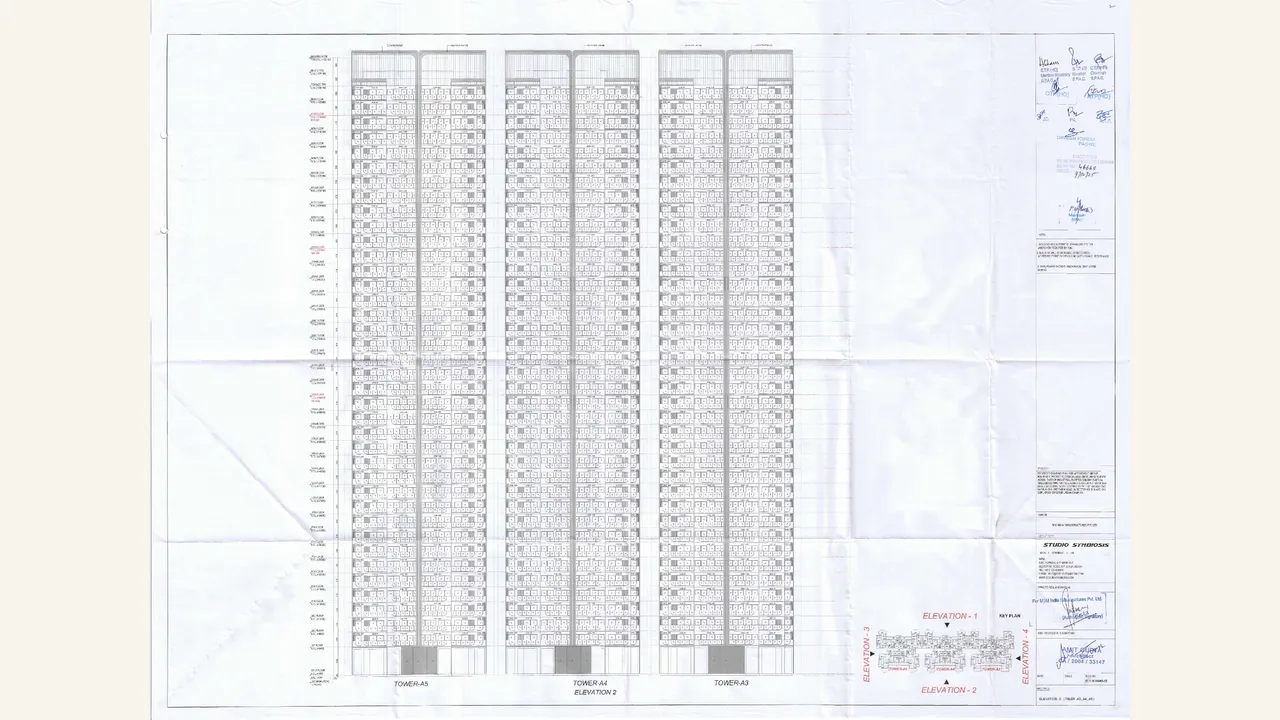 ELEVATION 2 (T-A3,A4,A5) drawing for M3M Forestia West I