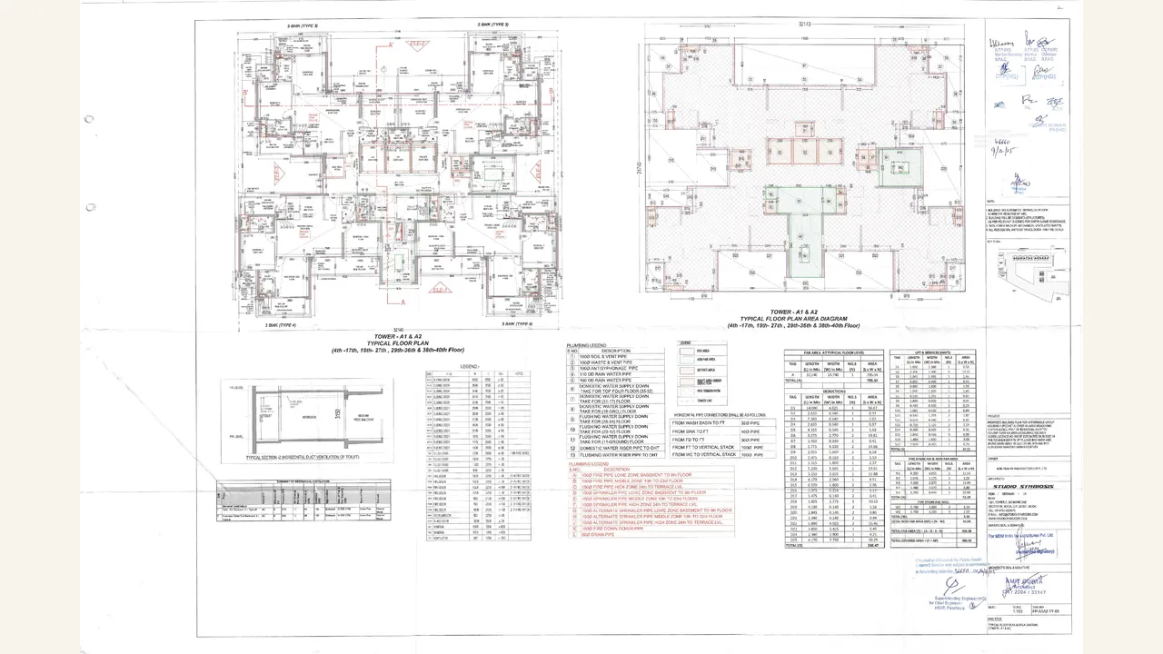 TYPICAL FLOOR PLAN T- A1 \u0026 A2 drawing for M3M Forestia West I