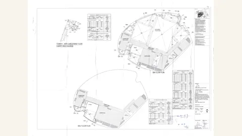 M3M INTERNATIONAL FINANCIAL CENTER INCLUDING PHASE I \u0026 II: Tower 1 — 38th to 43rd floor carpet-area diagram. Every rendered page was visually reviewed. The 38th to 43rd floor carpet area diagram with detail visibly belongs to the assigned M3M IFC authority packet; 38TH TO 43RD FLOOR CARPET AREA DIAGRAM WITH DETAIL 30-03-2021 .