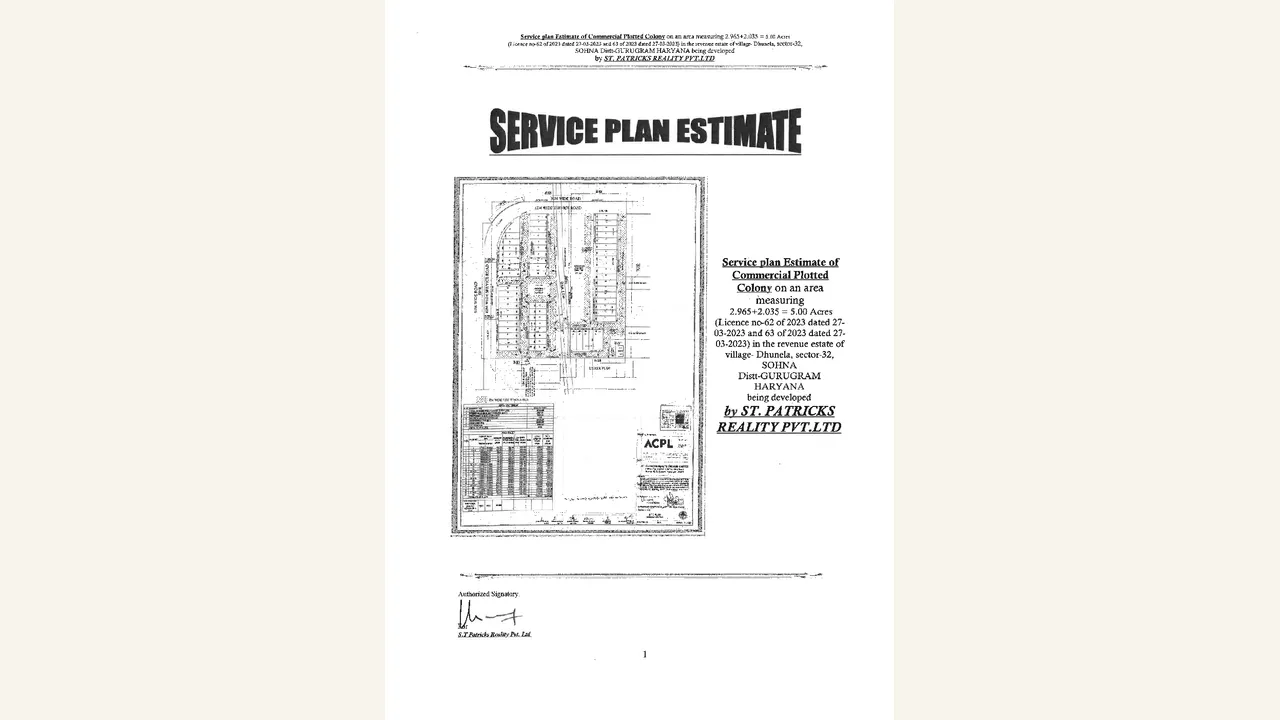 COMMERCIAL PLOTTED COLONY - MAG MILE service plan estimate packet shown in the completed visual audit