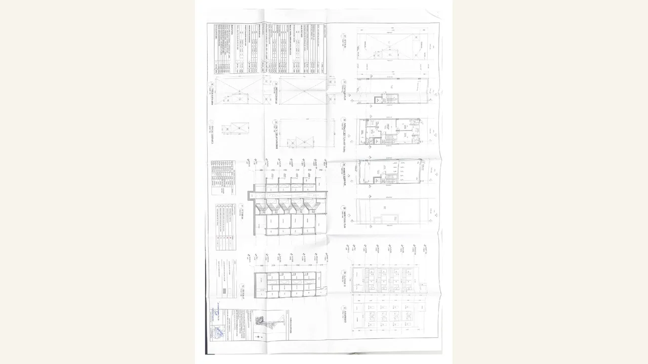 The four rendered sheets are target-specific building-plan drawings filed for the PALM FLOORS registration.