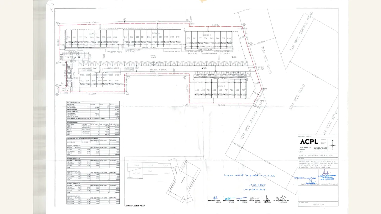 IN CASE OF GROUP HOUSING/ COMMERCIAL SITES, A COPY OF THE APPROVED SITE PLAN for PARAS ARCADE 114
