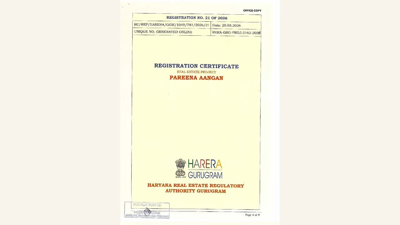 HRERA Registration Certificate reviewed for PAREENA AANGAN