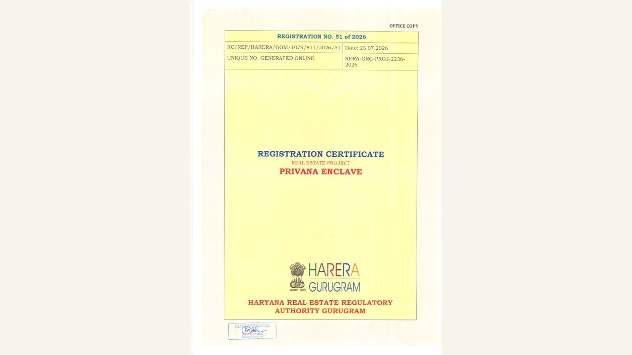 Haryana RERA registration certificate for Privana Enclave