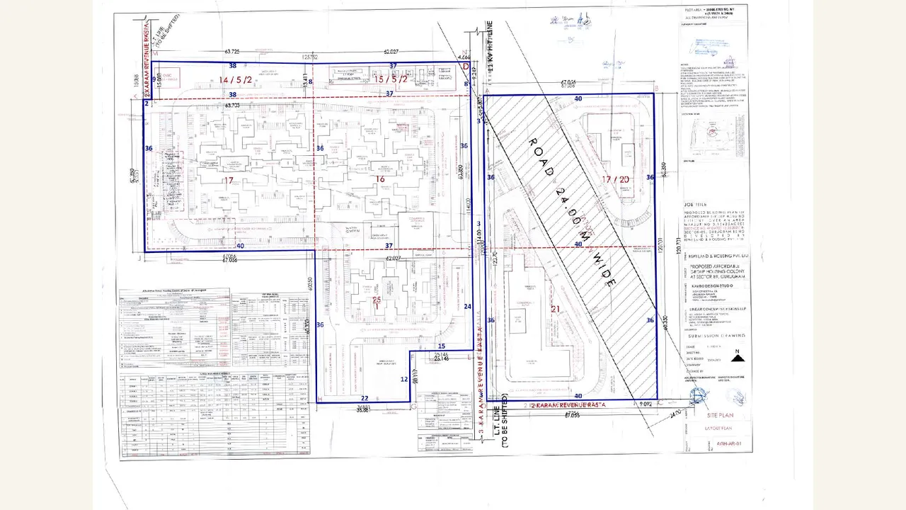 RAMA HOMES: Superimposed site plan — Rama Homes. Rendered sheet shows a superimposed site-plan overlay against the retained colony boundaries.
