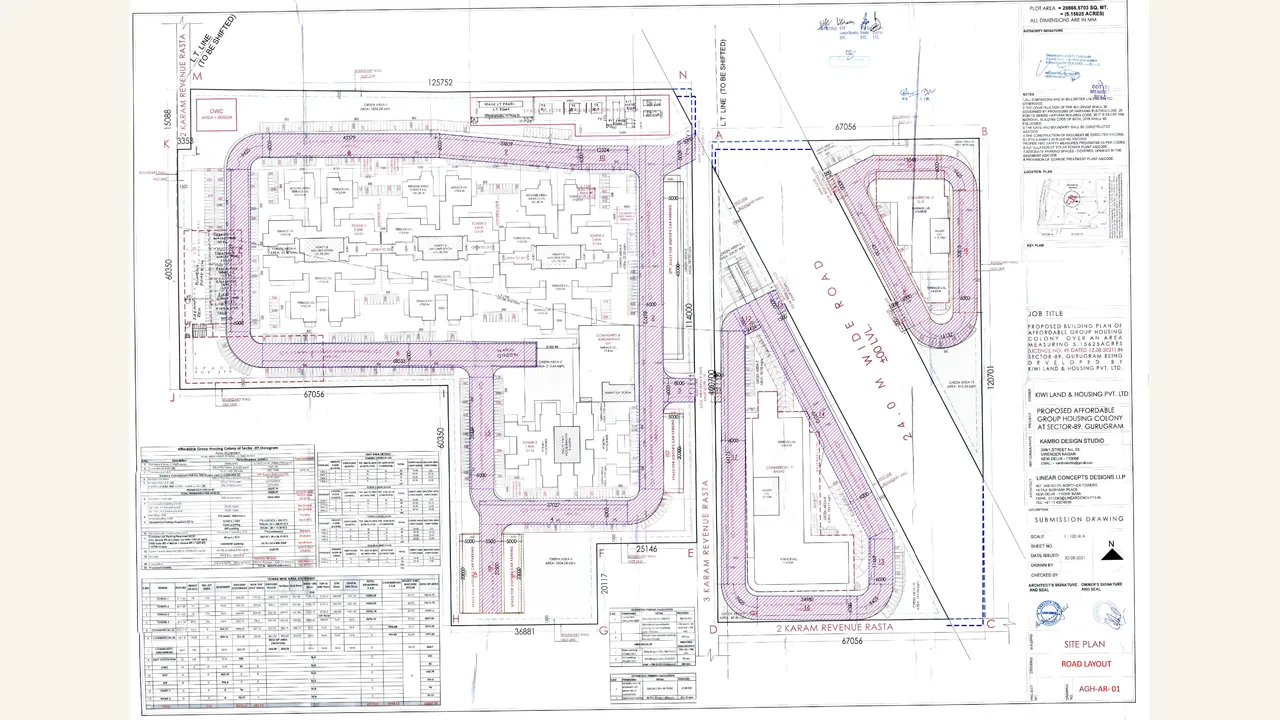 RAMA HOMES: Internal road and circulation layout — Rama Homes. Rendered authority sheet shows the internal road/circulation layout and project boundary.