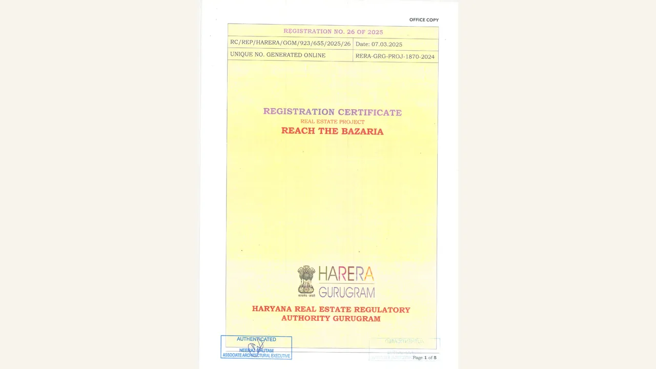 Reach The Bazaria: HRERA registration certificate