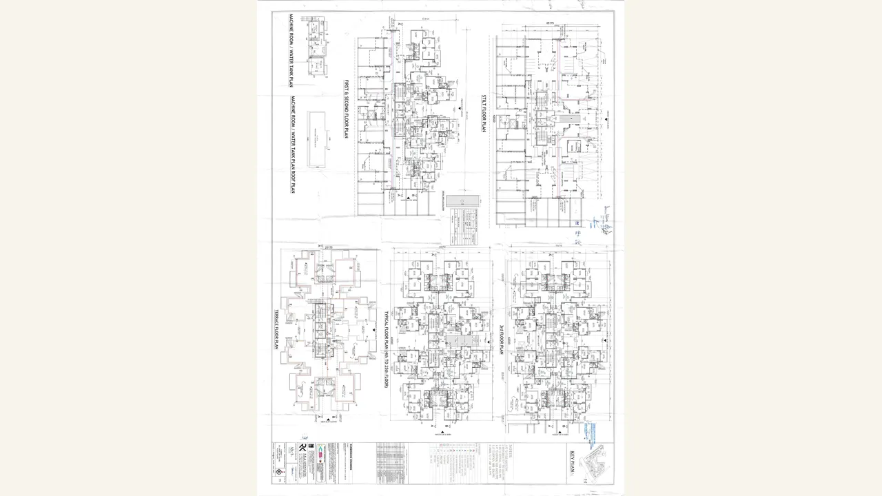 Authority-filed 2 and 3 BHK floor plans for Tower T2 at Royal Green Heights