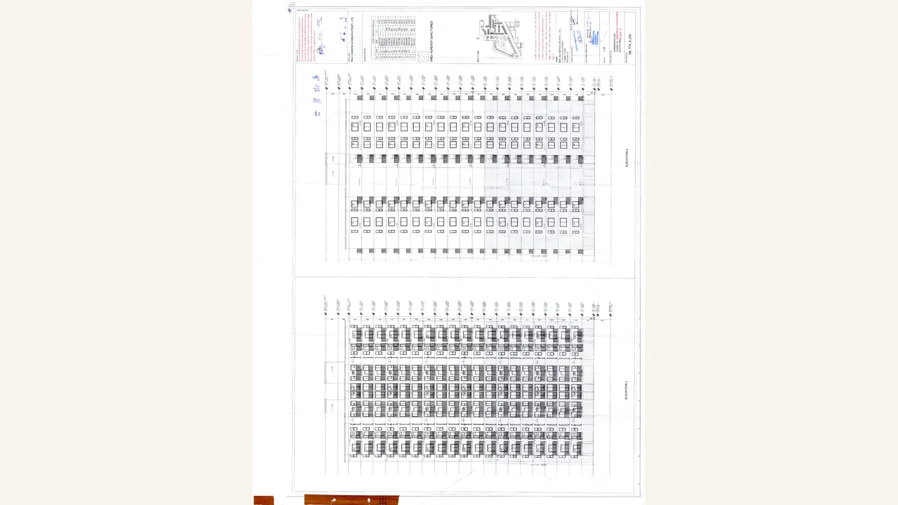 PHASE-III PART - 2 - (BLOCK T5 - TOWER T6, T7, T8, T9, T10, T11, T12) \u0026 (BLOCK T4 -TOWER T14) architectural/site plan drawing shown in the completed visual audit