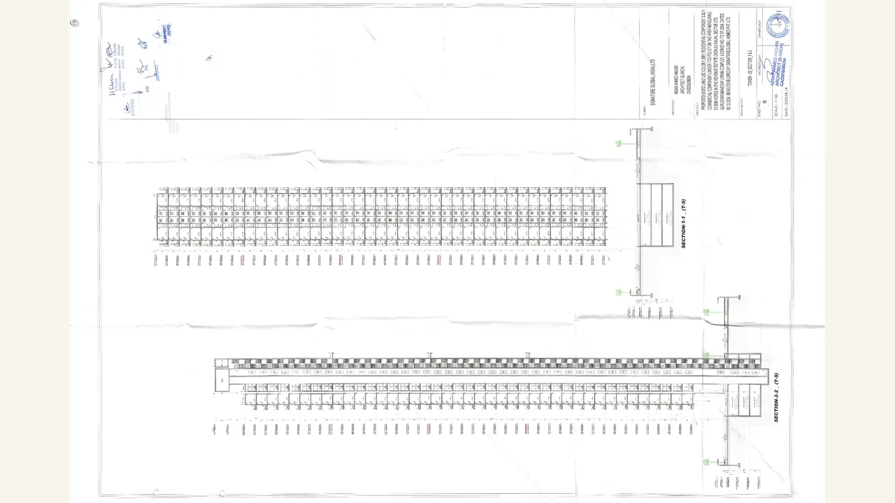 TOWER - 09 ) SECTION 1 \u0026 2 drawing for Signature Global Sarvam at DXP Estate