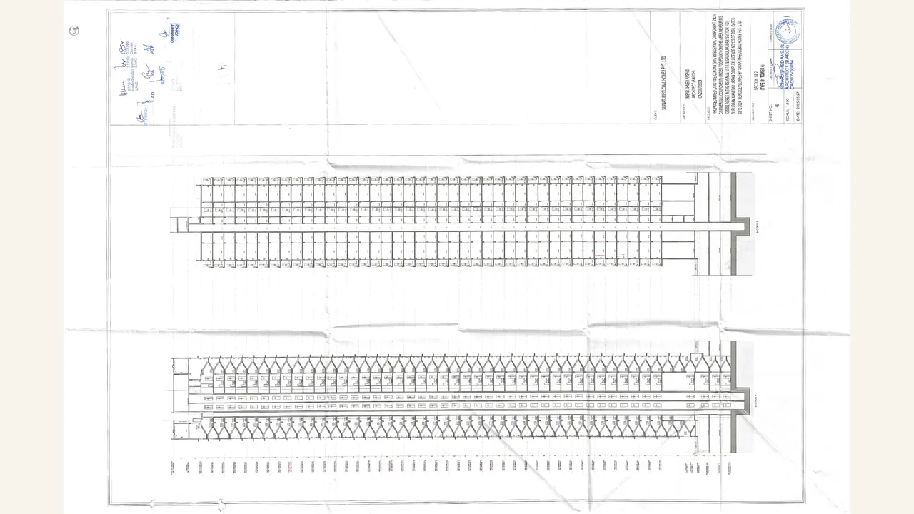 SECTION 1 \u0026 2 (TYPE B1 TOWER 4) drawing for Signature Global Sarvam at DXP Estate