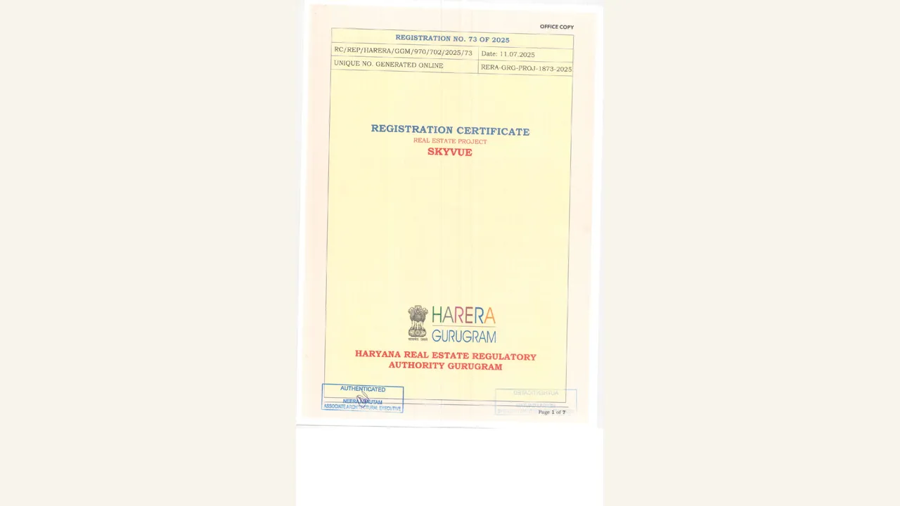 SKYVUE hrera registration certificate