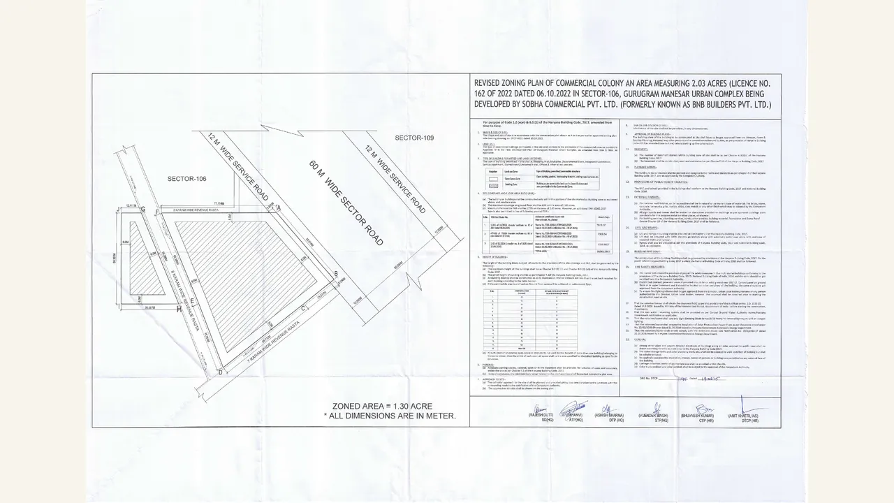 Audited zoning-plan drawing for Sobha Strada