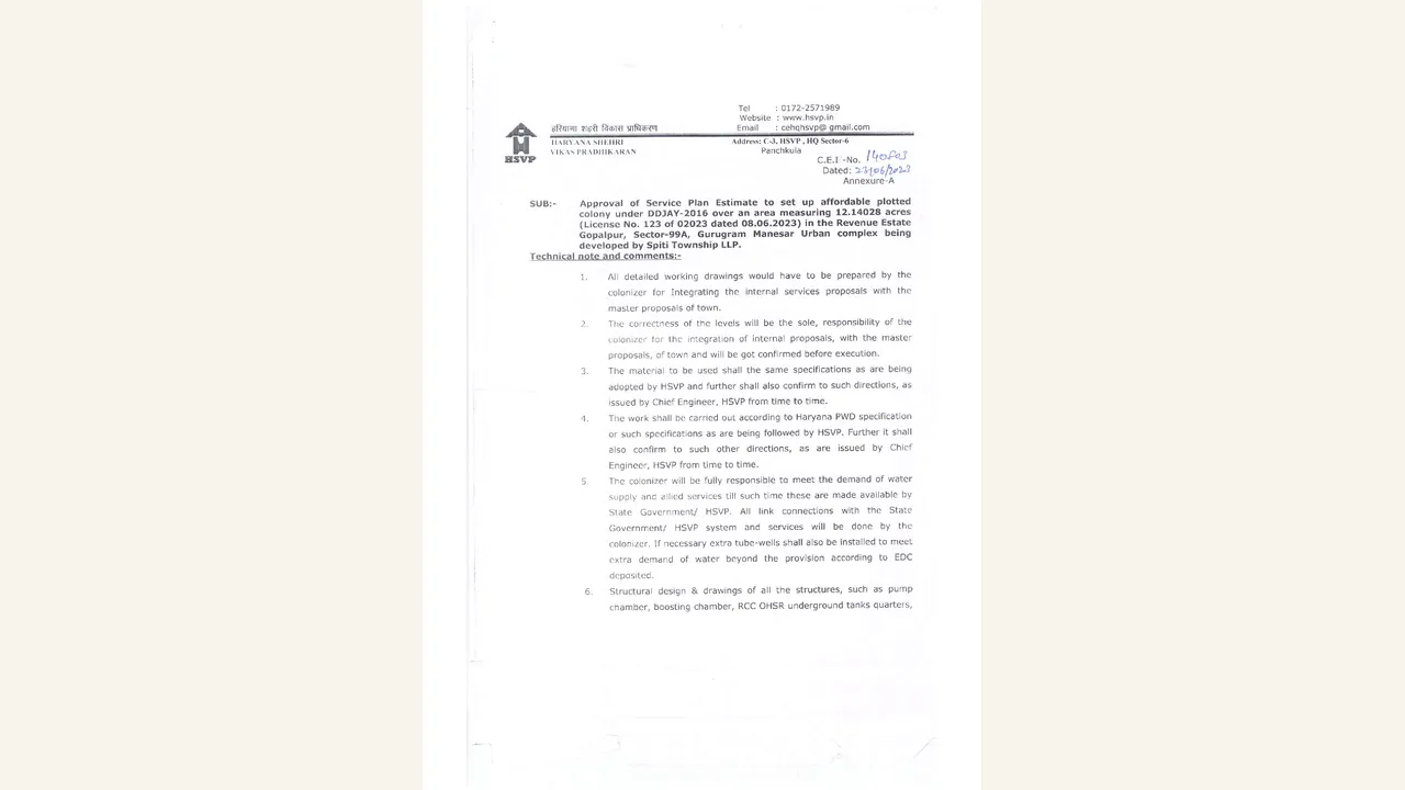 SPITI HOMES service plan approval letter shown in the completed visual audit