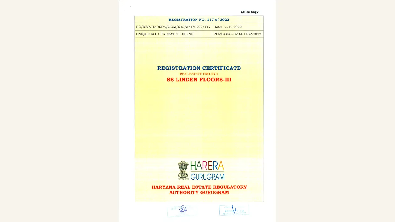 Registration certificate for SS Linden Floors III