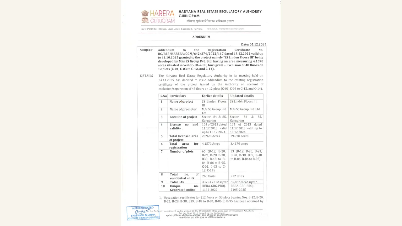Authority addendum for the SS Linden Floors III registration