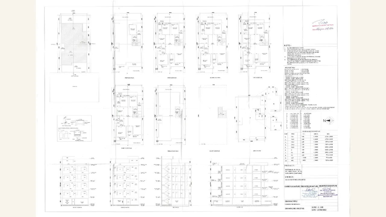 Filed residential building plans for SS Linden Floors III plots B61 to B68
