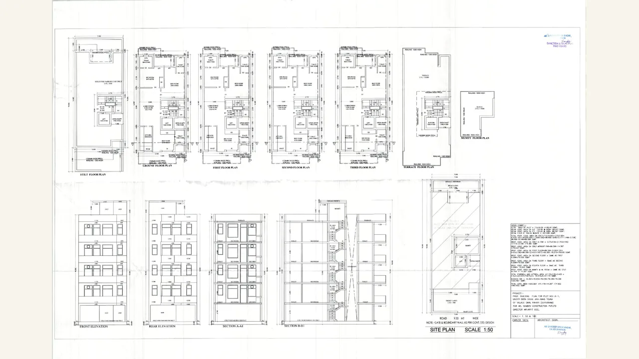Authority-filed building plans for Types 1 to 5 at Independent Floors 1