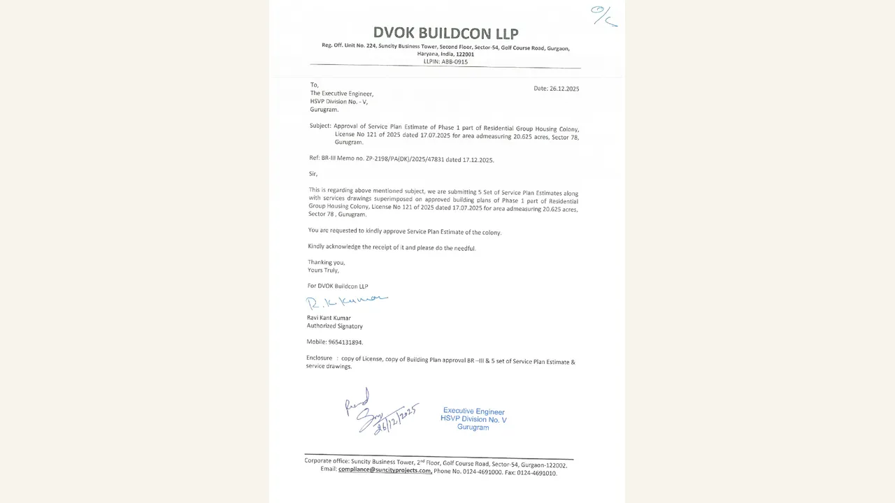 APPLICATION FOR APPROVAL OF SERVICE PLAN ESTIMATE drawing for Suncity's Monarch Residences