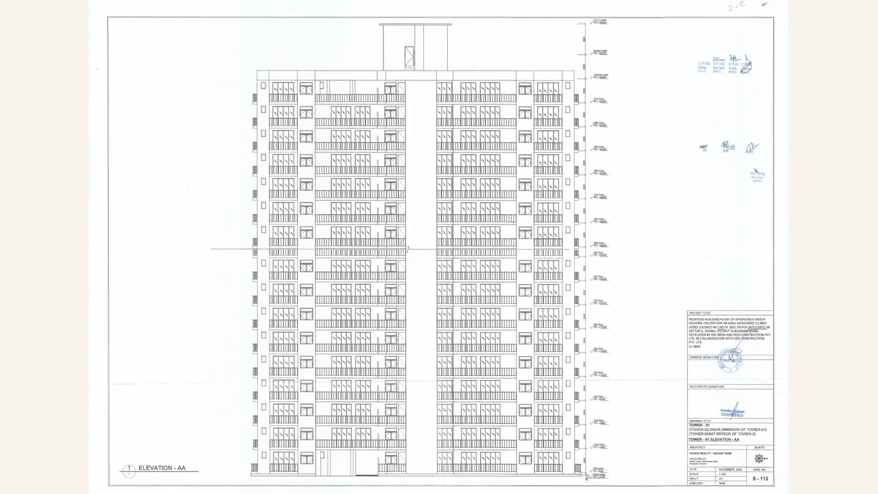 Broader elevation plan filed in the TATHASTU I authority record