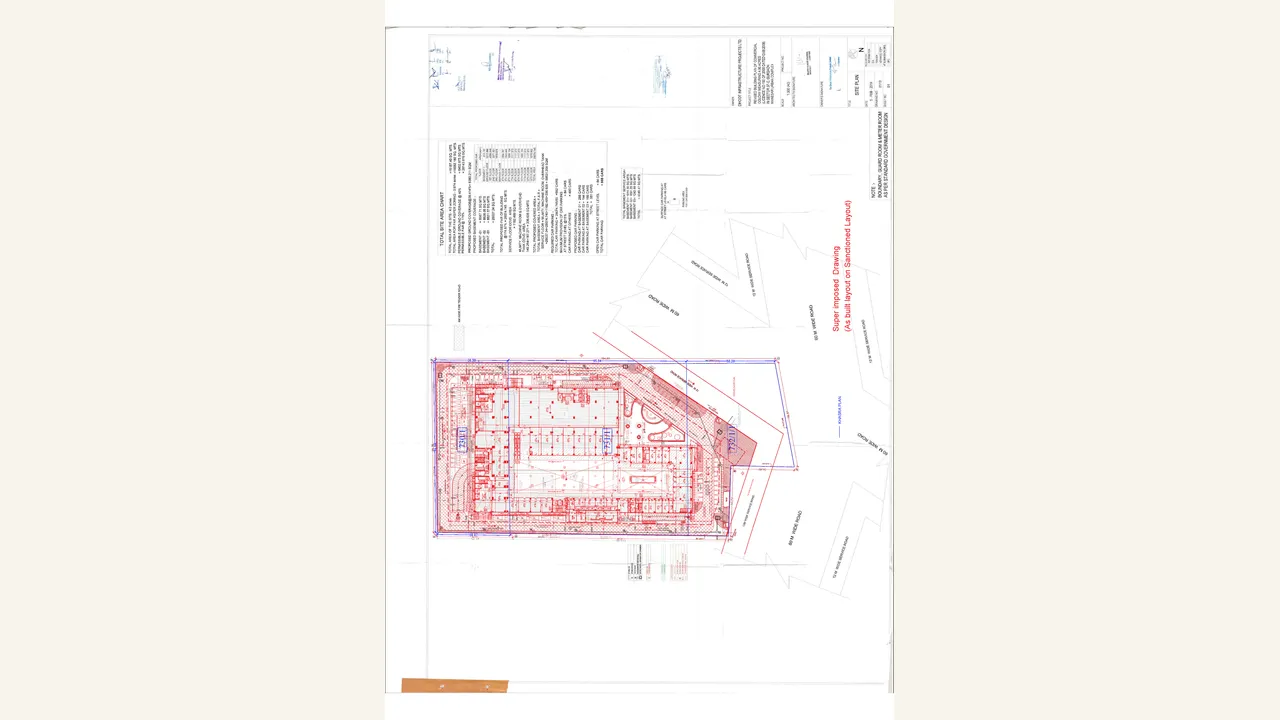 LAYOUT SUPERIMPOSED ON DEMARCATION PLAN for THE ESPLANADE MALL; GGM/578/310/2022/53; RERA-GRG-945-2021; DHOOT INFRASTRUCTURE PROJECTS LIMITED; Sector 37C, Gurugram