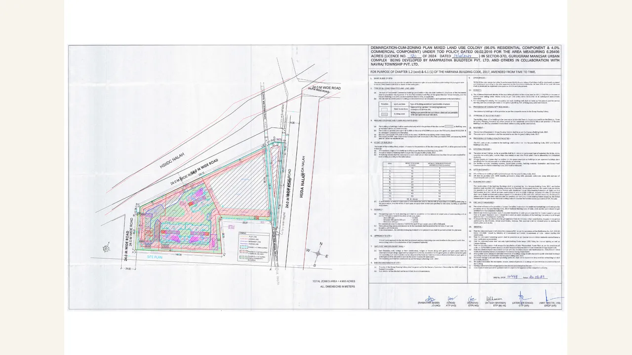 Site plan superimposed on demarcation plan for The Kingstown Heights