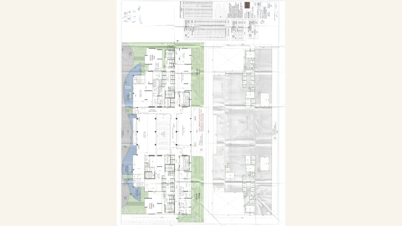 Tower A, Tower B and community-building podium plan visually verified for The Oryza