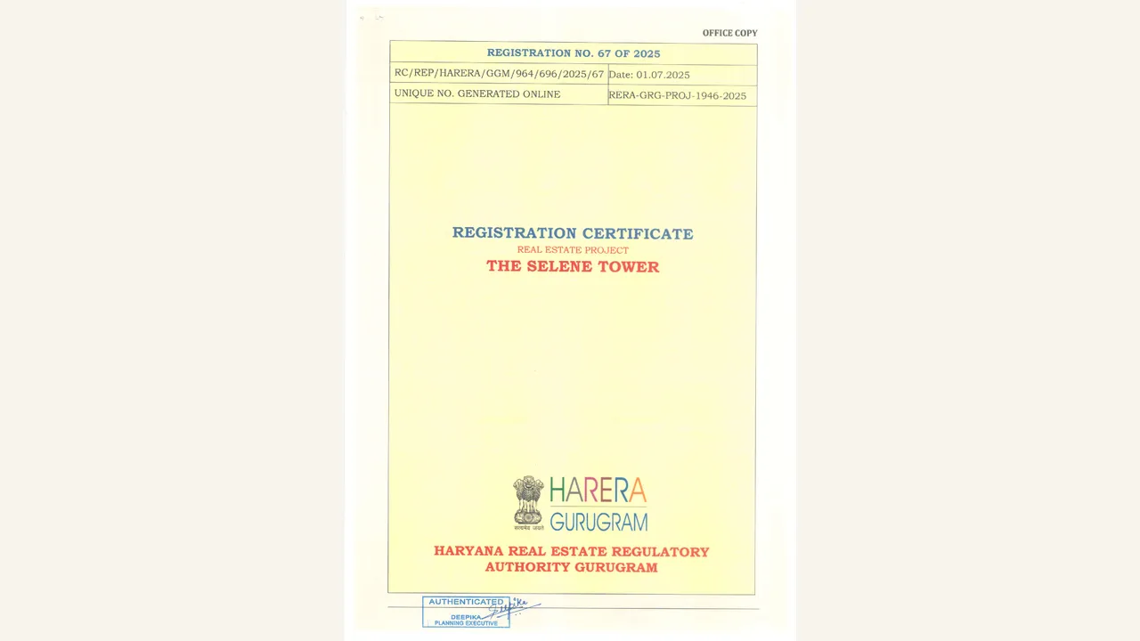 THE SELENE TOWER hrera registration certificate