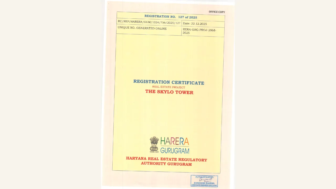REGISTRATION CERTIFICATE — THE SKYLO TOWER — visually reviewed for THE SKYLO TOWER. Source-reviewed for THE SKYLO TOWER.
