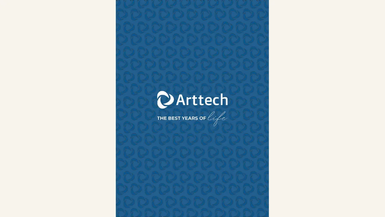 fourteen-page Arrtech brochure with The Story House lifestyle imagery, location map, site plan and unit-plan spreads