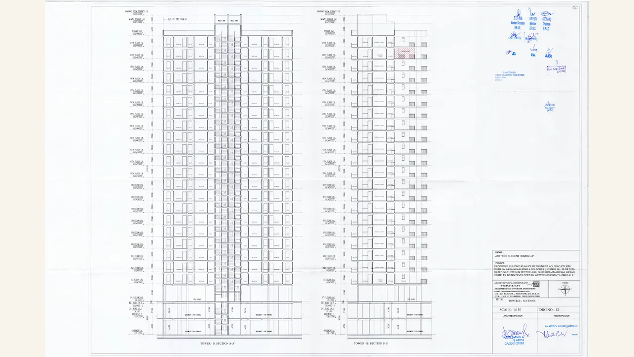 one-page T-B section drawing with architectural title block