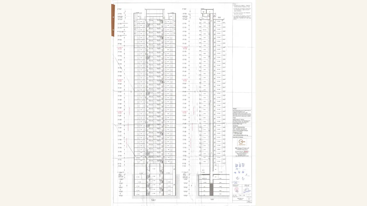 Architectural sections 1 and 2 for Three Sixty North Tower A