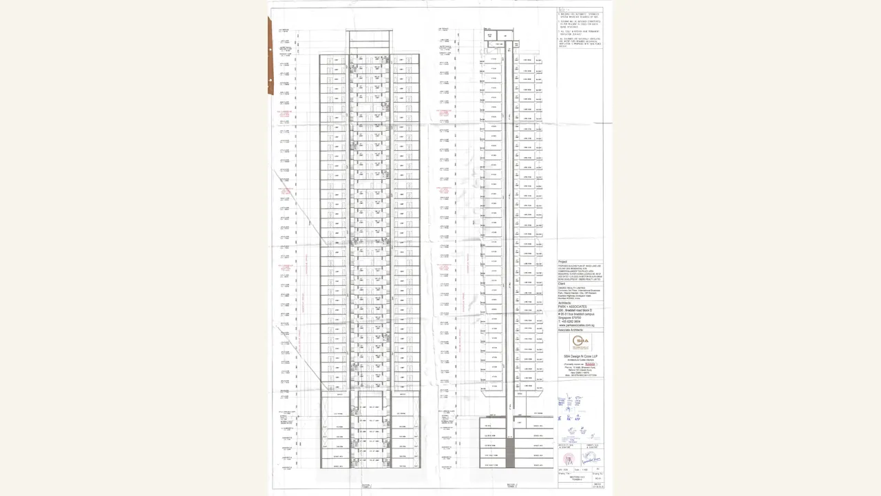 Architectural sections 1 and 2 for Three Sixty North Tower C