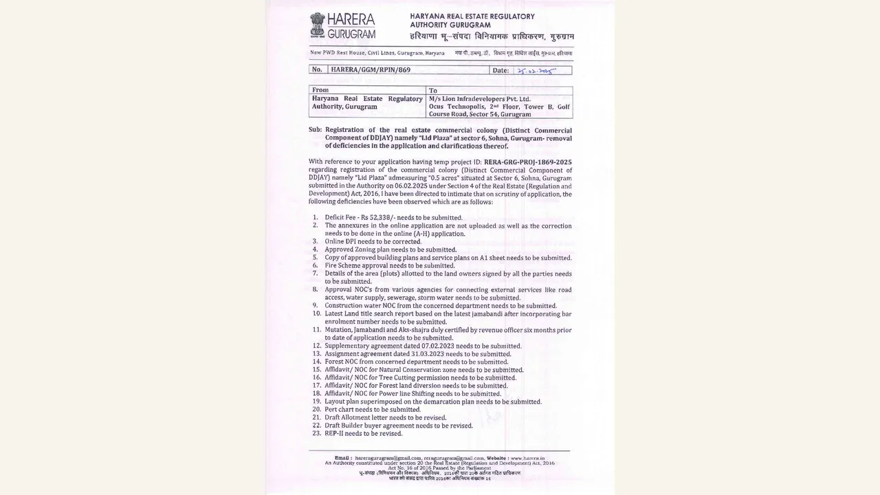 VERDE 92: HRERA deficiency notice