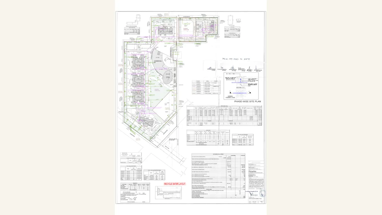 Urban Resort recycled-water layout. Rendered 1-page HRERA Form REP-I upload labelled RECYCLE WATER LAYOUT; the visible sheets are project-specific Urban Resort authority plans/filings for Sector 103, Gurugram.