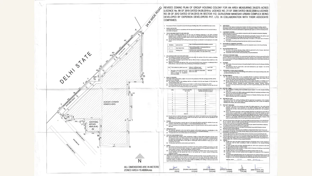 The rendered sheet is a demarcation/boundary plan with a hatched parcel edge, road/edge context and a dense authority land schedule. The displayed Demarcation Plan label is the closest match to the visible sheet.