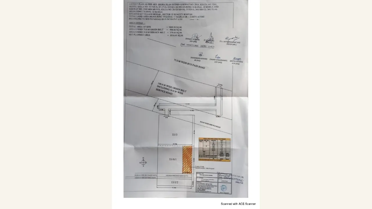 Authority demarcation drawing for the Yogesh Heights site in Rohtak.