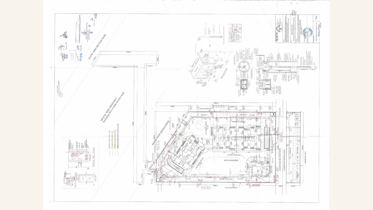 Approved tower, EWS, shopping-block and elevation drawings for Yogesh Heights.
